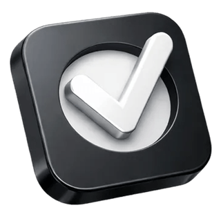 Symbole 3D de confirmation avec une coche sur la page À propos de Silex Valorença